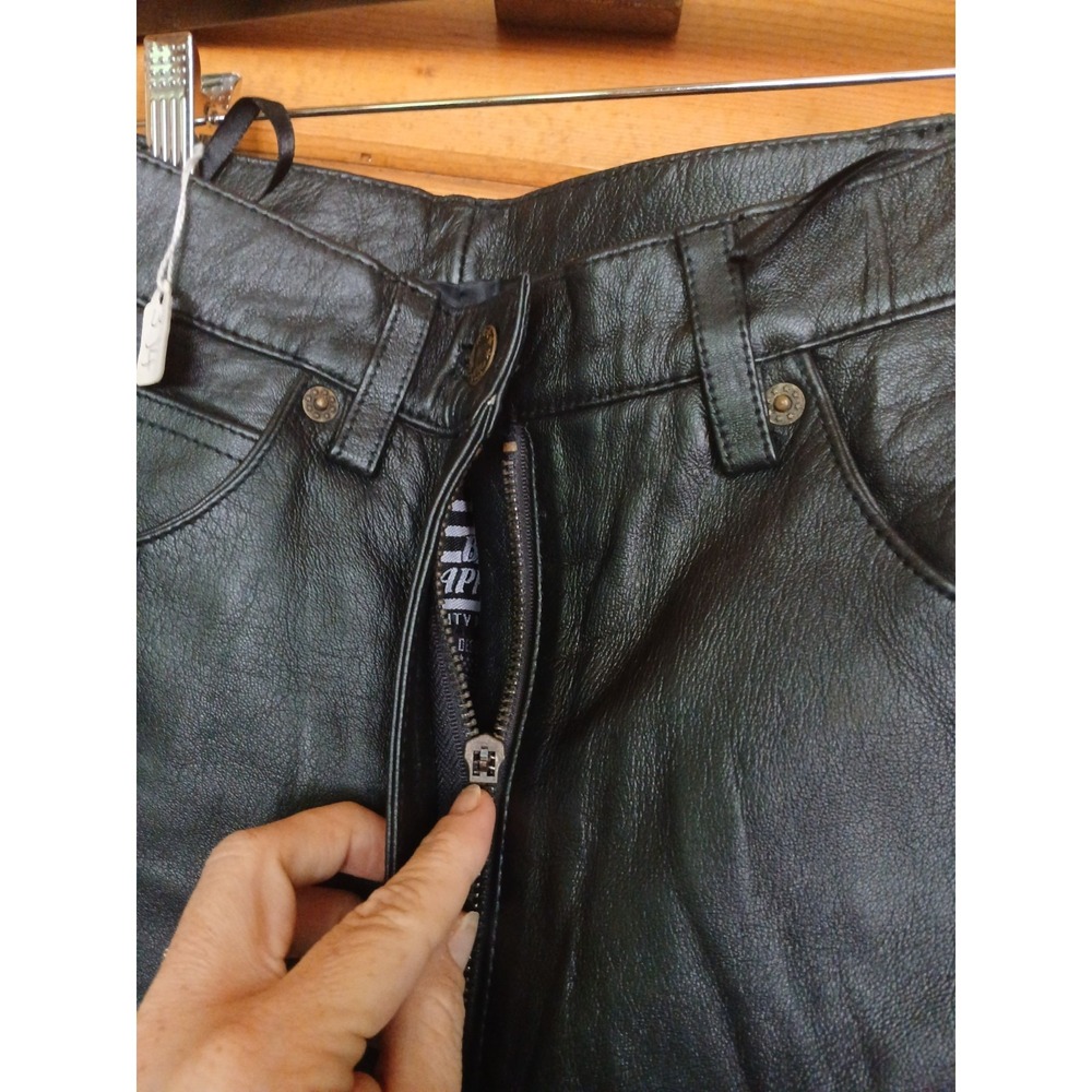 USA Bikers Dream Apparel Leather Pants [Broken Front Button]‎ Women's 3 / 4 31" - Picture 10 of 11